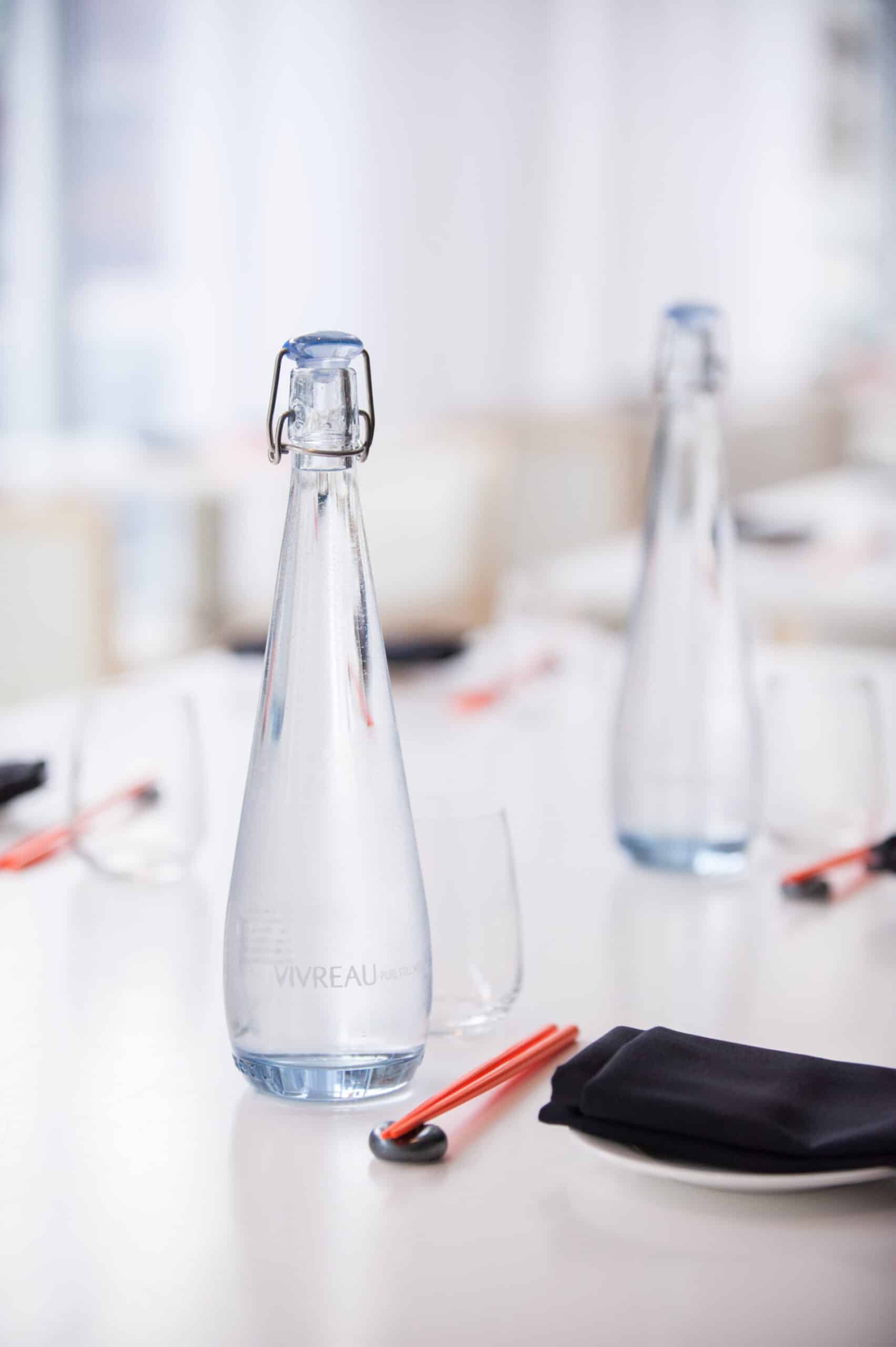 Vivreau water bottles elegantly displayed on a table